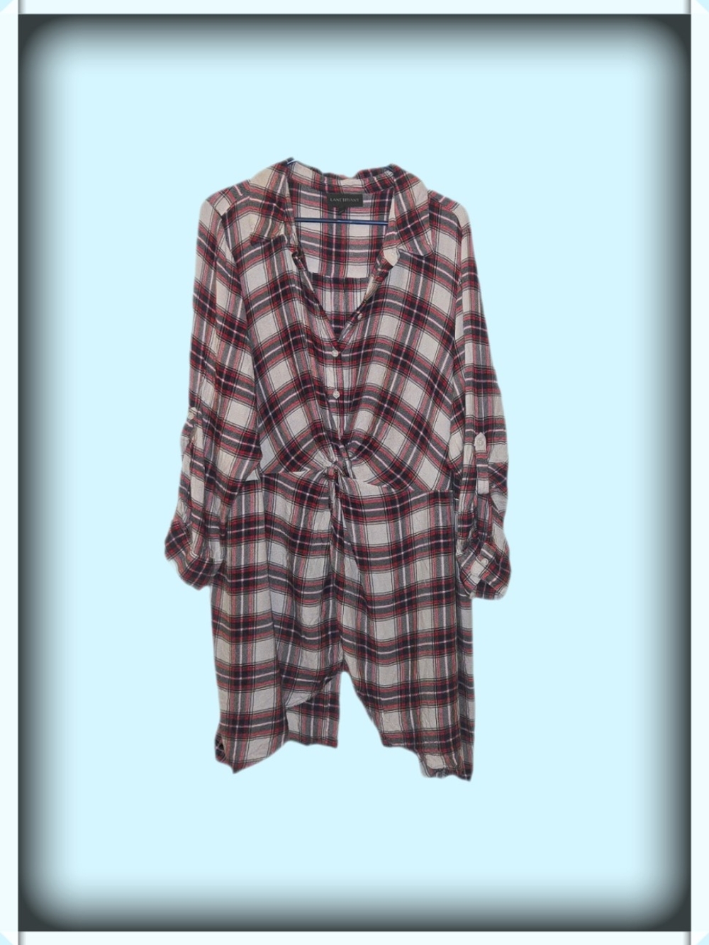 Lane Bryant Red, Black and White Plaid Top